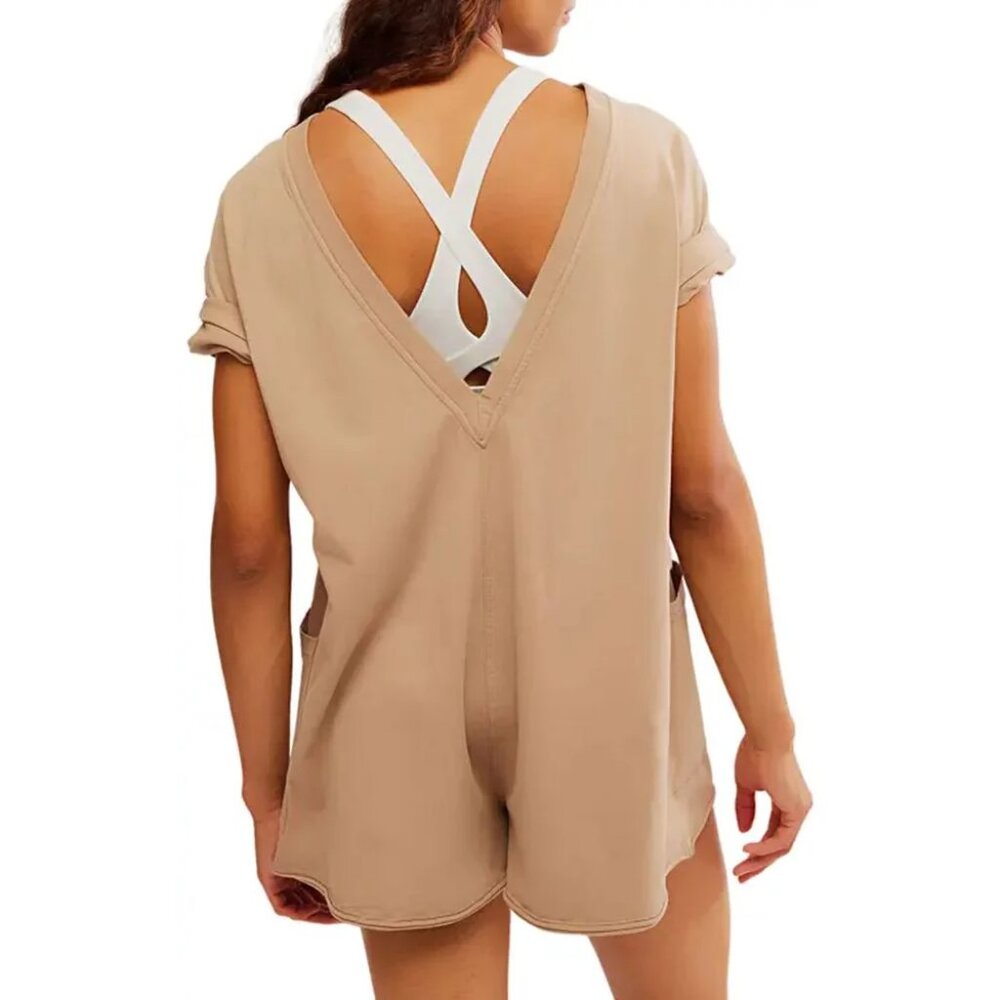 Free People Movement Hot Shot Mocha Latte Tee Romper SZ Medium NWT